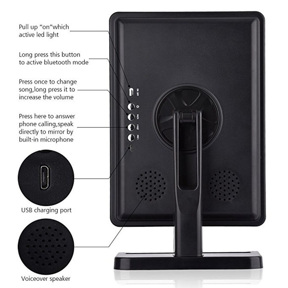 Touch Screen Makeup Mirror With LED Bluetooth Speaker