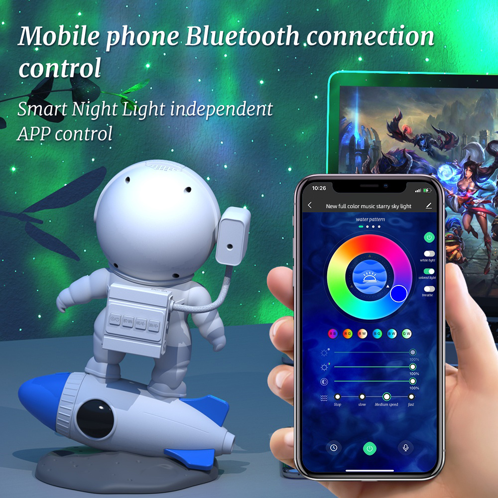 Astronaut Galaxy Projector On Rocket