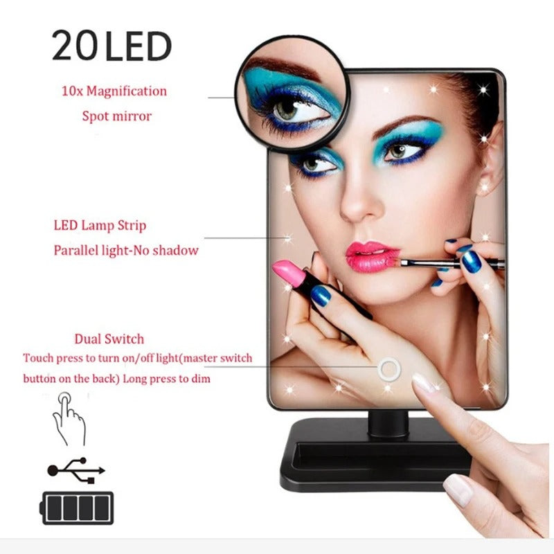 Touch Screen Makeup Mirror With LED Bluetooth Speaker